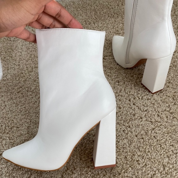 Brand New Flared Heel Sock Boots (White) SOLD - Picture 5 of 11